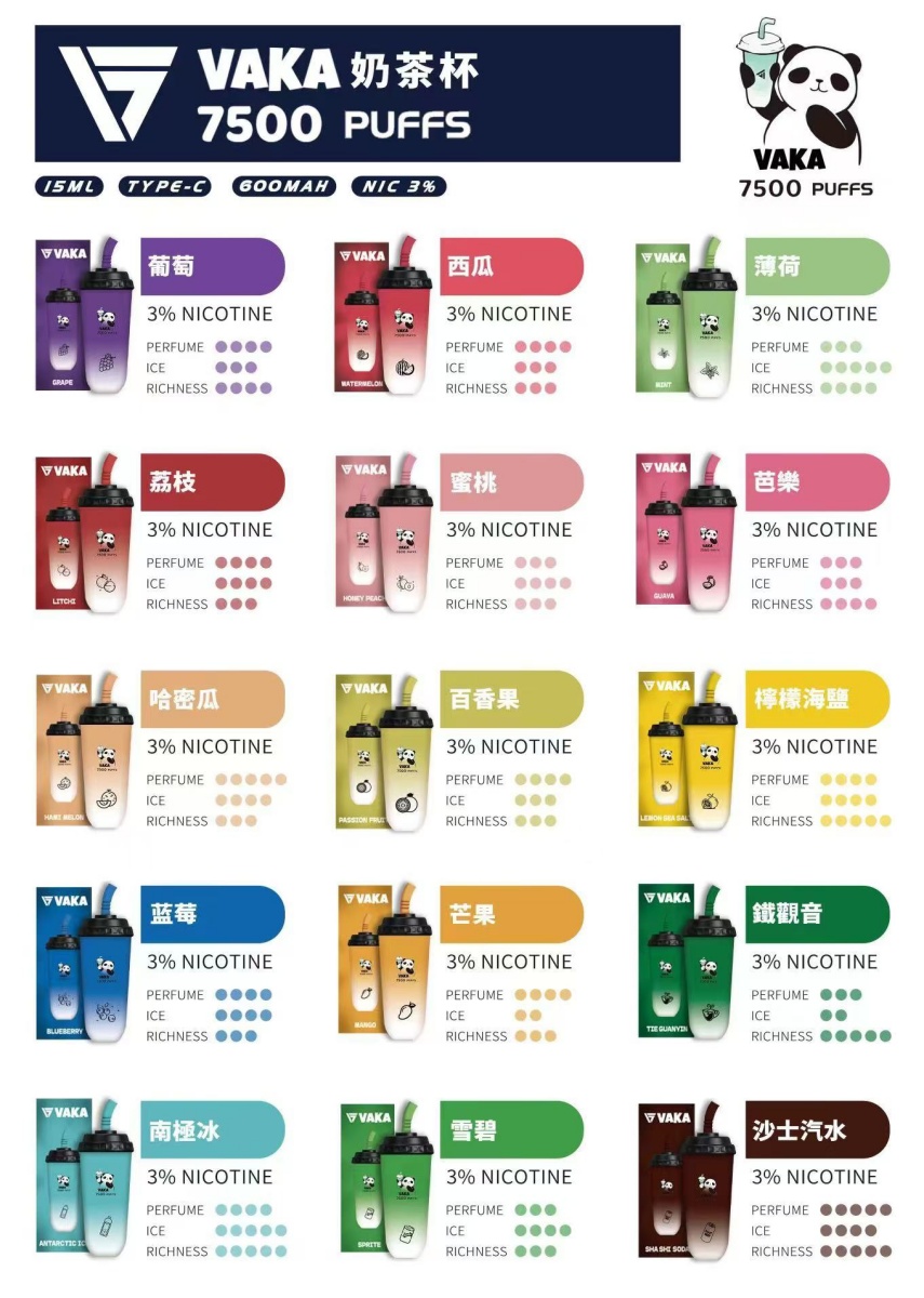 vaka奶茶杯7500口 正品現貨 拋棄式奶茶杯電子煙購買